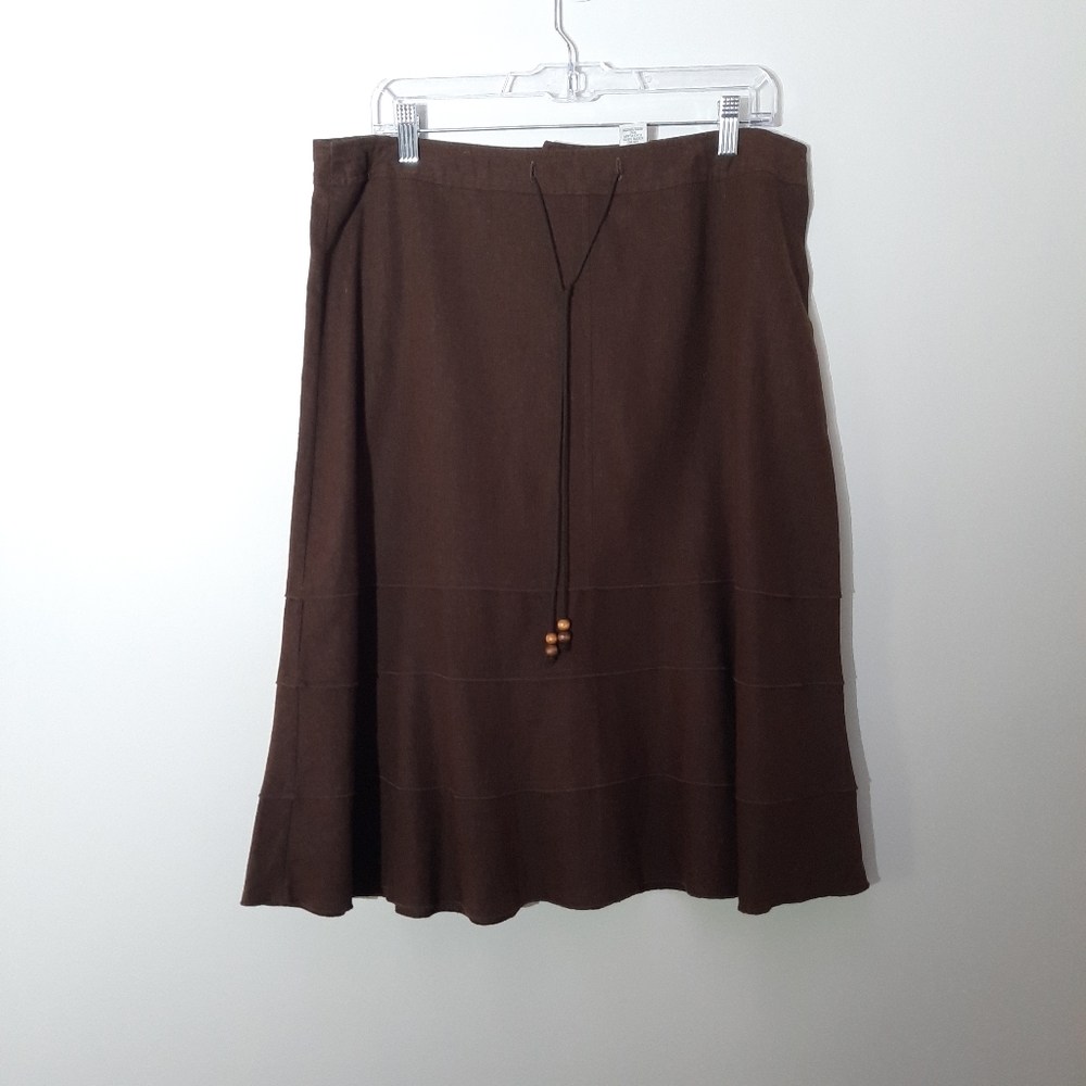 Dress Barn Brown Linen Blend A-line & ruffles